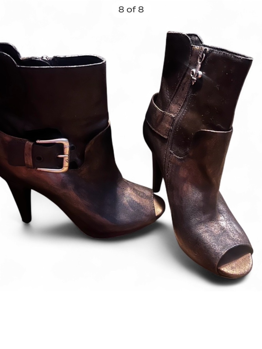 Donald Pliner Distressed Bronze Leather Ankle Booties